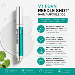 VT PDRN Reedle Shot Hair Ampoule 300 15ml – Tratamento Capilar Coreano com Microagulhamento Cosmético, PDRN e Tecnologia CICA REEDLE™