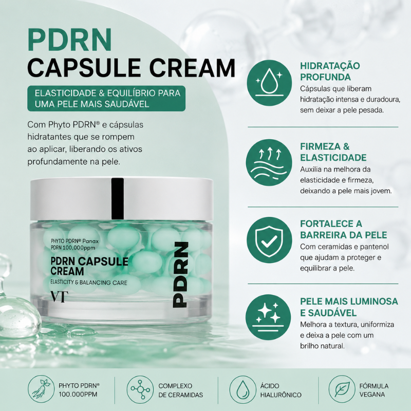 VT PDRN Capsule Cream 100ml – Creme Facial Coreano com Phyto PDRN® e Cápsulas de Hidratação