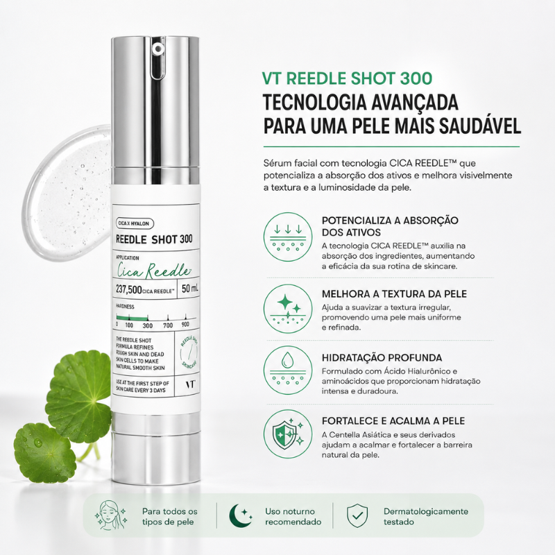 VT Reedle Shot 300 50ml | Sérum Facial Coreano com Efeito de Microagulhamento CICA REEDLE™