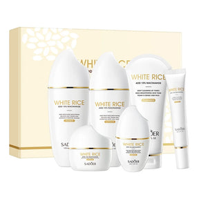 Conjunto de Cuidados Essenciais com a pele , soro facial clareador, creme removedor de rugas, encolhe os poros, desbota, melanina opaca, hidrata e ilumina, (6 peças)